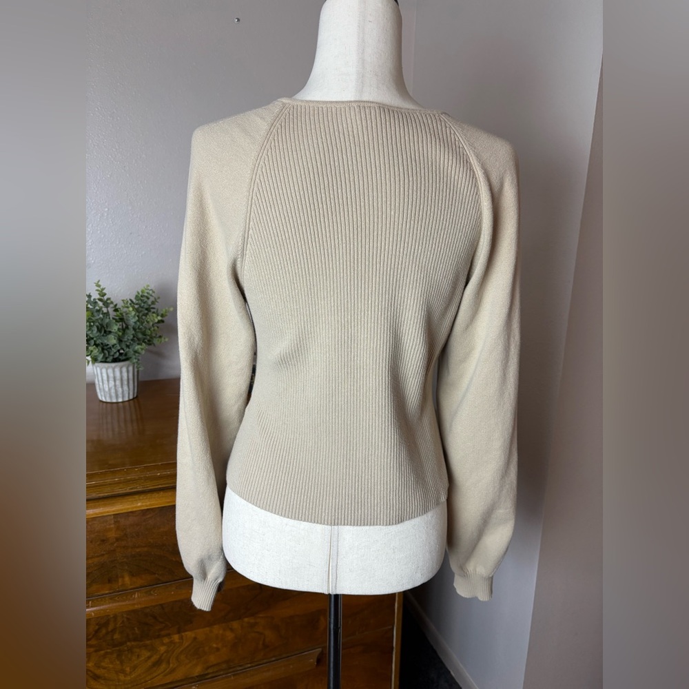 MELROSE AND MARKET Blouson Sleeve, 
Corset Sweater in Beige size M - Picture 2 of 5